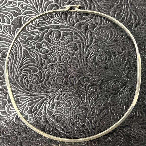 Vintage 1980's Sterling Silver .925‎ Choker Torc Style Hook On Collar Necklace - Picture 1 of 10